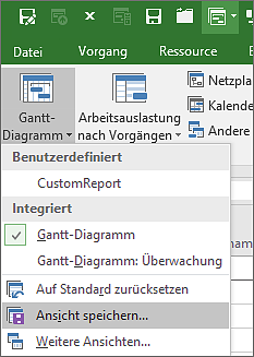 »Ansicht speichern« auf der Registerkarte »Ansicht«