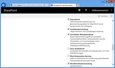 SharePoint-Zentraladministration: Farmkonfiguration (4)