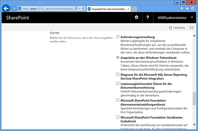 SharePoint-Zentraladministration: Farmkonfiguration (5)