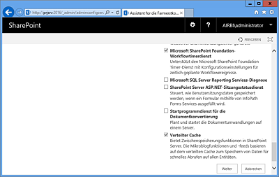 SharePoint-Zentraladministration: Farmkonfiguration (6)