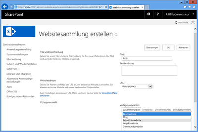 SharePoint-Zentraladministration: Farmkonfiguration (7)