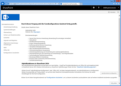 SharePoint-Zentraladministration: Farmkonfiguration (8)