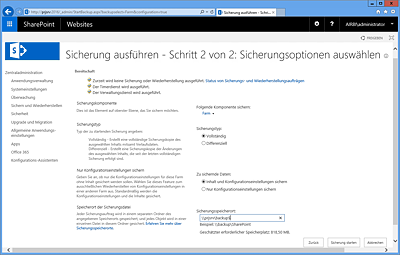Sicherung der Farm über die Zentraladministration (3)