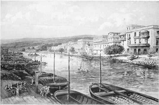 SAN JUAN RIVER, MATANZAS Second only to Havana itself on the northern coast of Cuba is the great commercial and residence city of Matanzas. Instead of standing upon the shore of a land-locked bay, however, Matanzas is built on the banks of the San Juan River, a broad, deep stream affording admirable facilities for navigation, and lined for a considerable distance partly with handsome houses and business buildings and partly with busy docks and wharves, thronged with vessels of all descriptions.