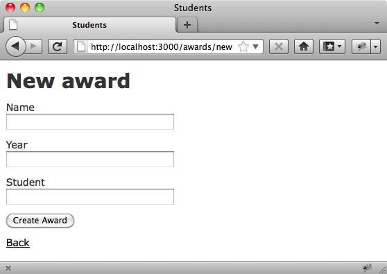 A basic awards form, where you can enter student numbers if you happen to know them