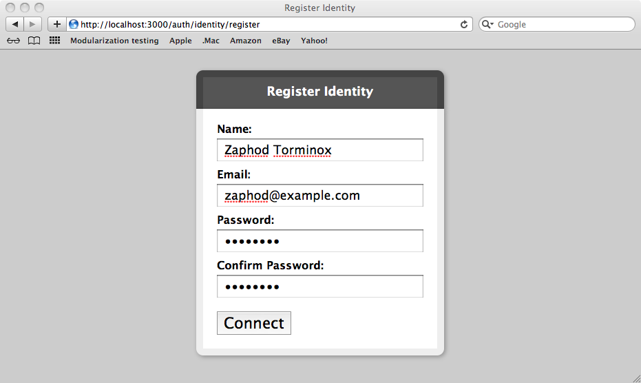 OmniAuth Identity’s simple registration screen