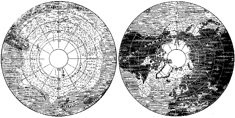 Diagram of the approximate extent of polar ice.