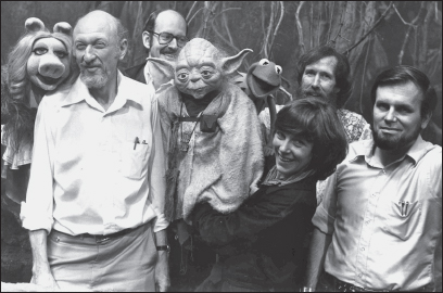 The Dagobah set at Elstree hosted a few special visitors from their Borehamwood neighbors, the Muppets—and you can see just how little love was lost between The Empire Strikes Back director and his little green star.