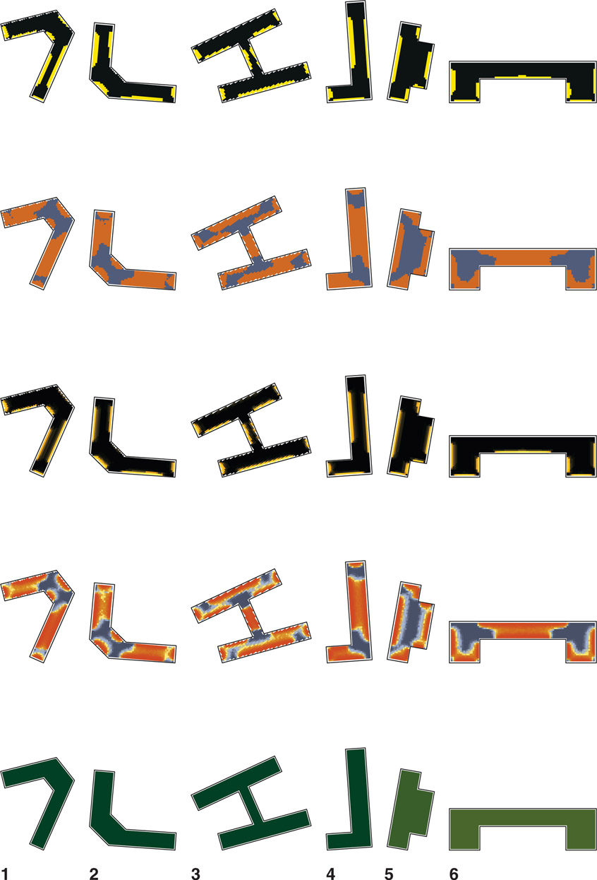 Figure 7.31 Large office mixed shapes for Miami at 1:500 (approximate).