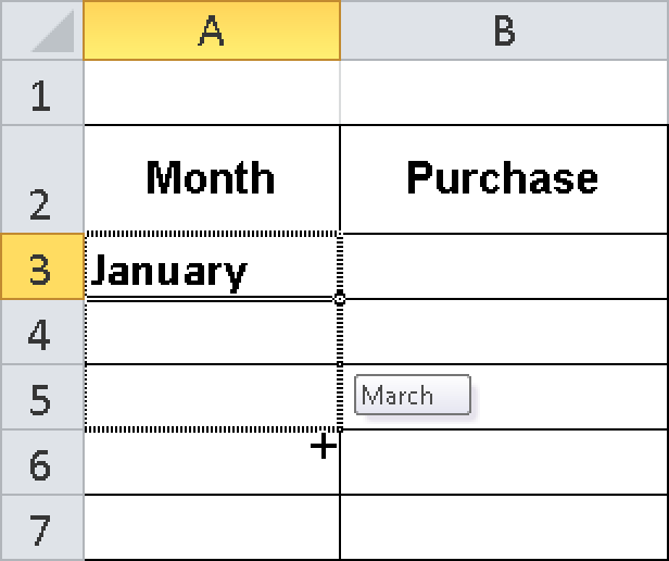 The months are added by using the fill handle.