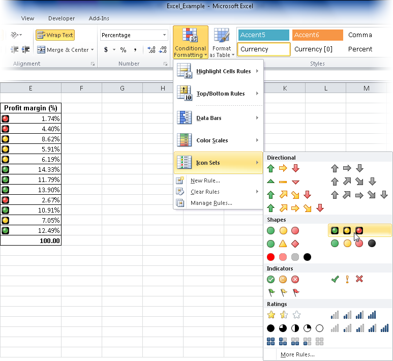 New elements for conditional formats in Excel 2007 and Excel 2010.