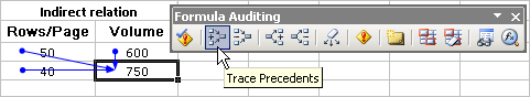 The Trace Precedents option shows the formula cell references.