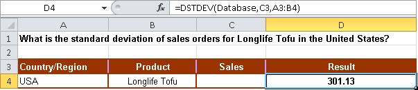 Calculating the standard deviation based on a sample.