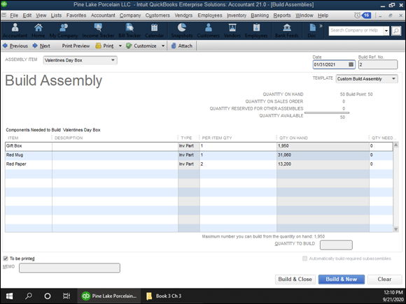 Snapshot of the Build Assemblies version of the New Item window.