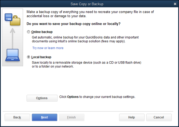 Snapshot of the second Save Copy or Backup dialog box.