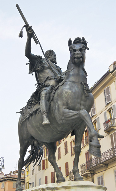 equestrian statue of Duke Alessandro Farnese, bronze, 1625.