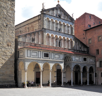 Cathedral, Romanesque façade with portico added in 1311.