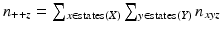 
$n_{++z} = \sum _{x \in \textrm {states}(X)}\sum _{y \in \textrm {states}(Y)} n_{xyz}$
