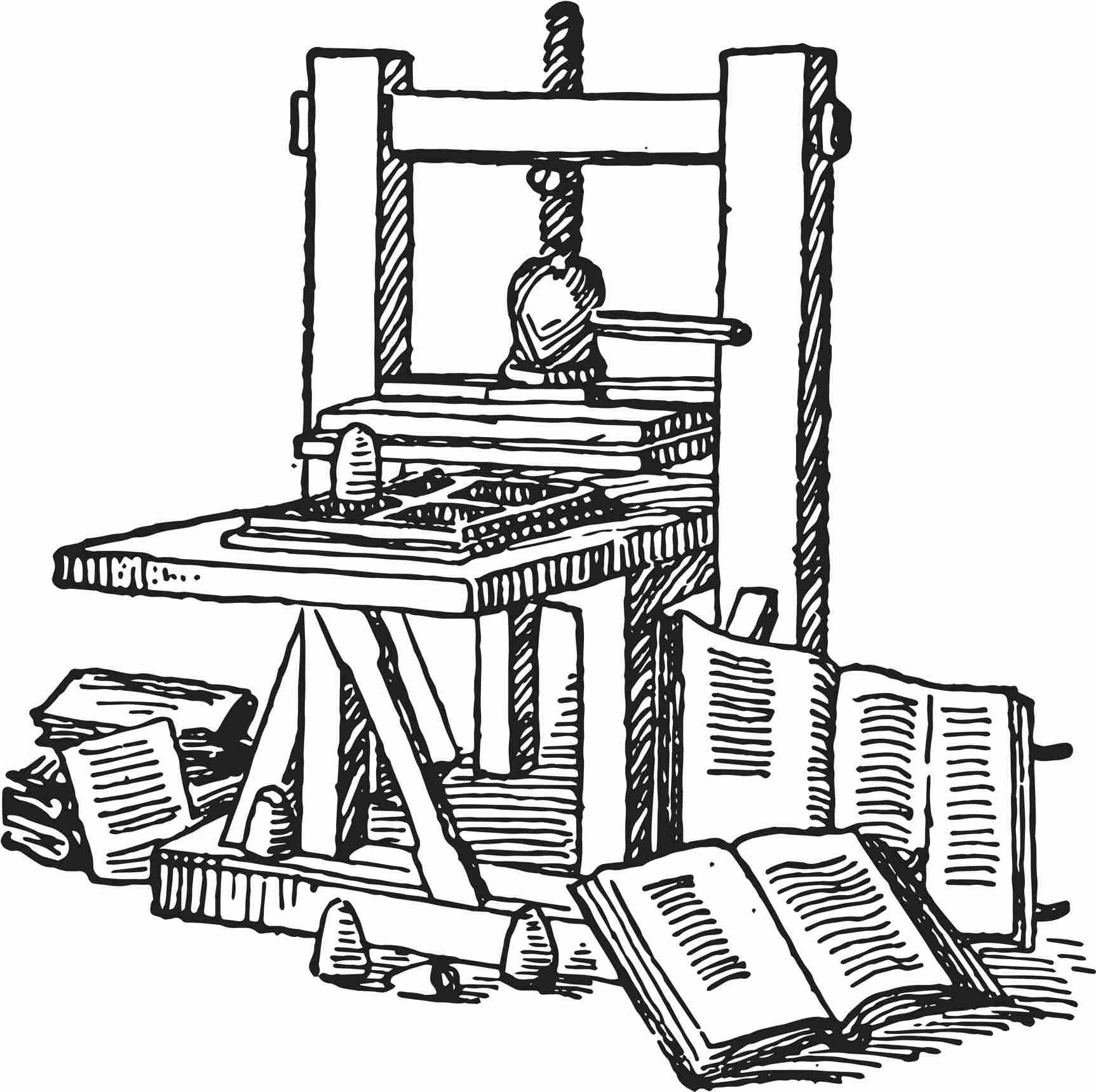 A wooden printing press