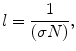 $$ l = \frac{1}{{\left( {\sigma N} \right)}}, $$