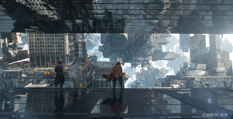 Figure 2.3a Typically done ahead of final production, previs can be used to map out action, composition, and mood in a shot. Previs by The Third Floor of a shot featuring the Mirror Dimension from Doctor Strange (2016).