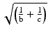 $$ \sqrt{\left(\frac{1}{\mathrm{b}}+\frac{1}{\mathrm{c}}\right)} $$