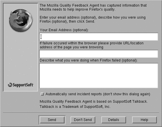 The quality feedback agent found in Firefox browsers