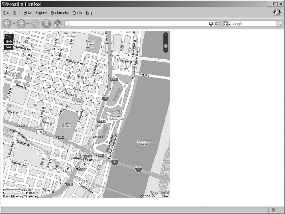 The result of putting a Yahoo! Map control into a web page