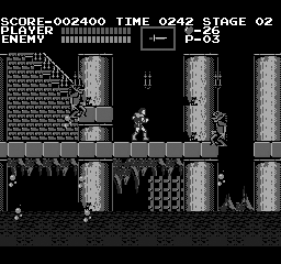 Castlevania, a typical platform-style arcade game