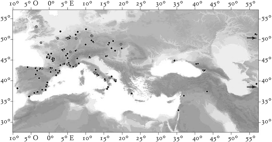 Territorio neandertaliano desunto dalla distribuzione dei siti preneandertaliani.