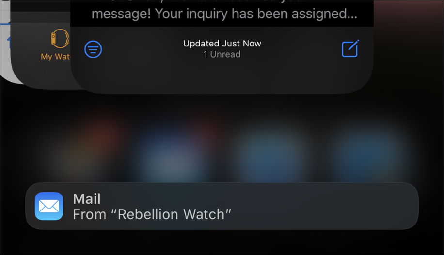 Figure 75: Hand off the reply from the watch in the iPhone’s app switcher.