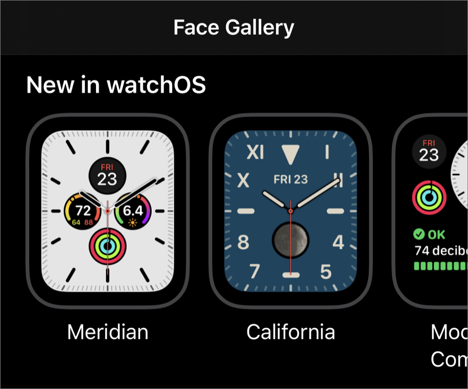 Figure 15: Browse the Face Gallery in the iPhone’s Watch app.