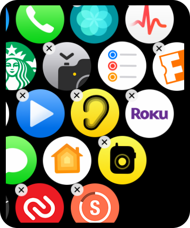 Figure 41: Remove a third-party app from the Home screen by tapping the X that appears after you touch and hold the icons.