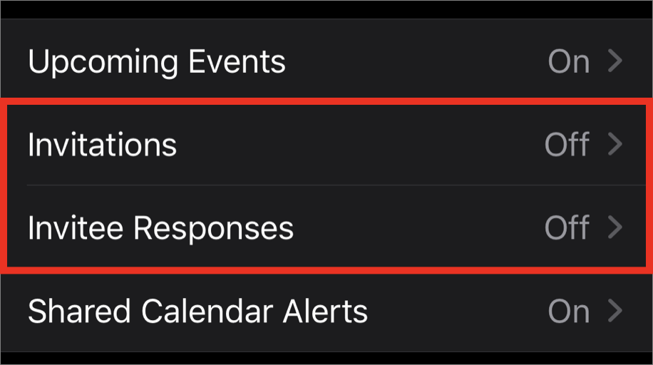 Figure 47: Customize which types of Calendar notifications appear on the watch.