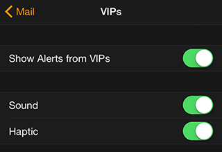 Figure 49: Make sure you’re notified when email from VIPs arrives.