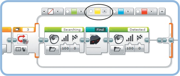 ANTY locates the infrared beacon and walks toward it when its Color Sensor sees yellow.