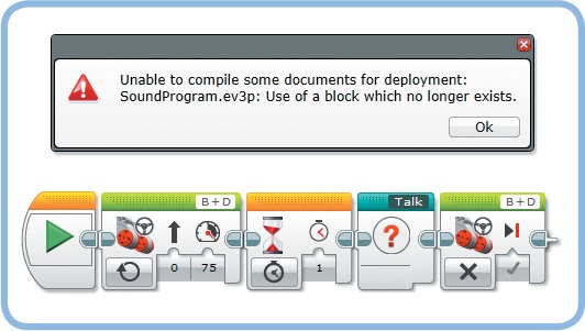 The program cannot be compiled because the Talk My Block is missing.