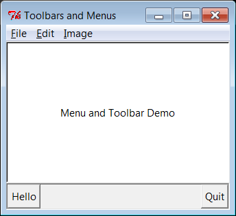 menuDemo: menus and toolbars