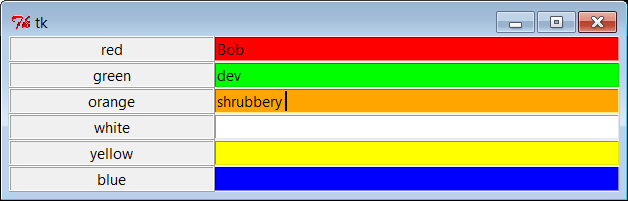 The grid geometry manager in pseudoliving color