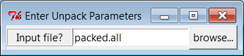 The unpkdlg input form