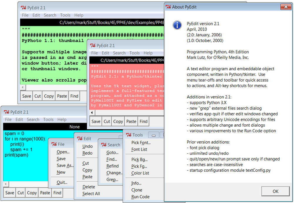 Multiple PyEdit sessions at work