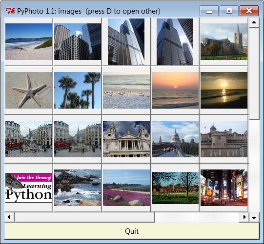 PyPhoto main window, default directory