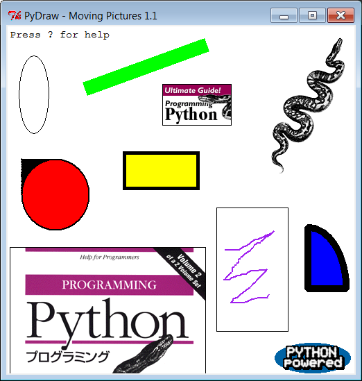 PyDraw with draw objects ready to be moved