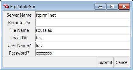 FTP putfile input form