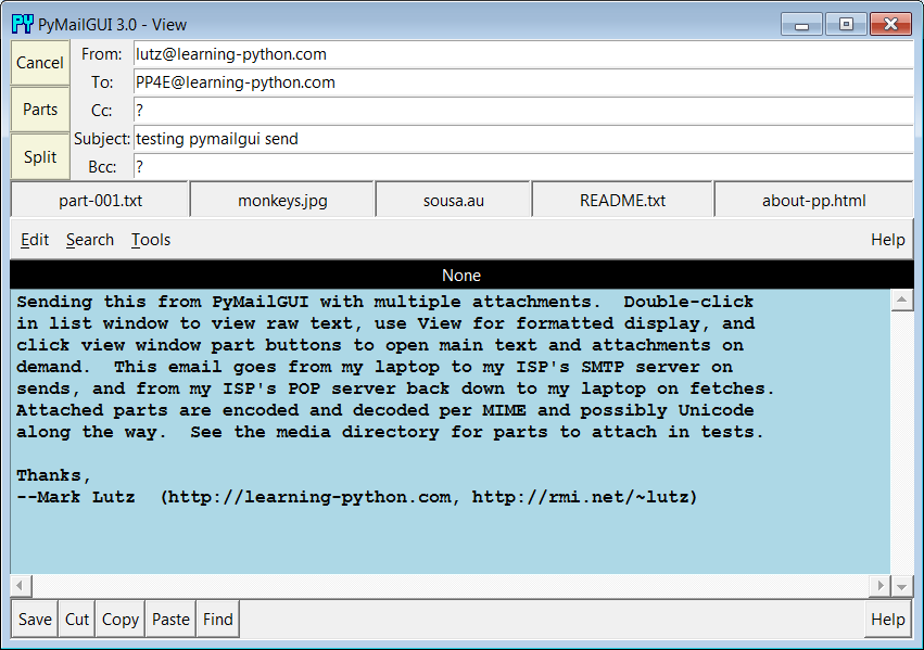 PyMailGUI view window