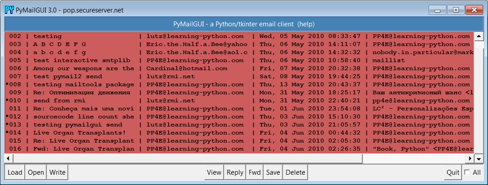 PyMailGUI mail list after sends and load