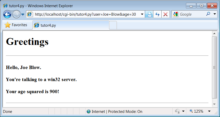 Reply page from tutor4.py for parameters in URL