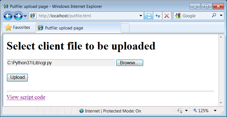 File upload selection page