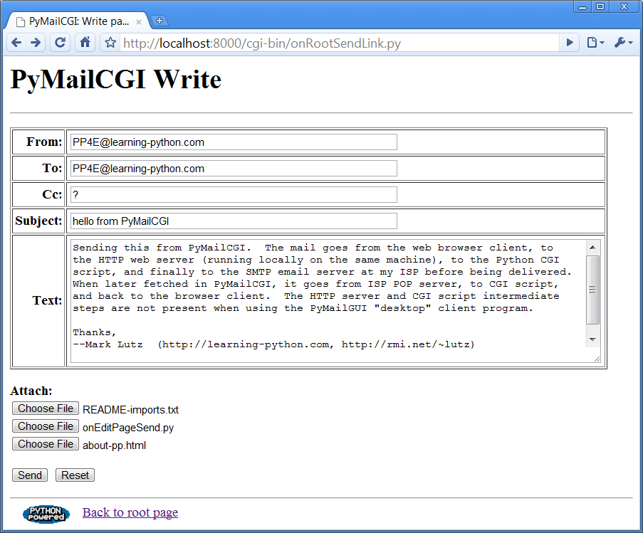 PyMailCGI send (write) page