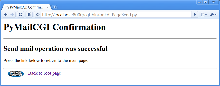 PyMailCGI send confirmation page